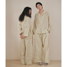 [오끼뜨] OGGITT (uni)도미토리 빈 스트라이프 파자마 그린레몬