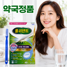 폴리덴트 나이트 파워클린 48정 + 틀니 세척 칫솔, 1개
