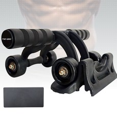 트윈브로 안전 끝판왕 AB 슬라이드 4륜 + 안전세이퍼/무릎매트 [부상방지], 프리미엄 블랙