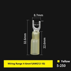 케이블 구리 터미널 모양 커넥터 타입 사전 포크 25 크림프 단자 와이어 SV1 절연 수축, SV5.5-5Yellow 100Pcs, 1개