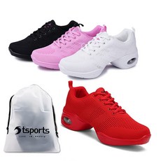 TS스포츠 에어 매쉬 재즈화 발이 편한 라인 스포츠 재즈 줌바 방송댄스화 에어로빅화(4컬러 4.5cm), 230, 화이트