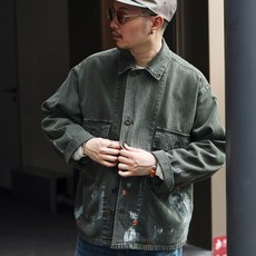 浩來創念 NSY002- M-43 做舊潑墨工裝夾克，耐磨帆布，寬鬆舒適，多口袋設計, 1個