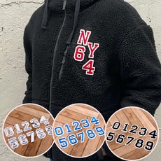 옷에붙이는 숫자스티커 열접착 넘버패치 자수와펜, 블랙