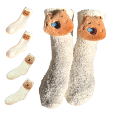 상상봉봉 포근한 카피바라 수면양말 겨울 보온 극세사 양말 2세트