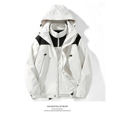 LARGE STORE 戶外禦寒寬鬆拼接配色防水三合一衝鋒外套 男生機車禦寒外套