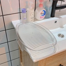水盆洗衣盆一體 加厚PET搓衣板 家用學生宿舍 【透明色】, 高顏值搓衣板【透明色】, 1個