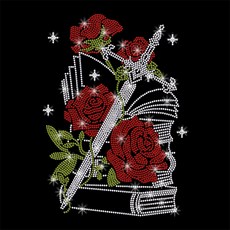 1개 유리 핫픽스 라인스톤 다리미 부착형 아플리케 의상 액세서리 (옷 가방 바지용) June Rose 297x210mm, 혼합색