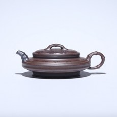 沉香泥 竹節虛扁 宜興紫砂壺, 1個, 深灰色