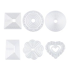 사진 앨범과 호환되는 6세트 컷팅 다이 컷 메탈 스크랩북 스텐실 네스팅 다이, Silver