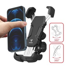 뷰씨 원핸드 이중잠금 오토바이 자전거 휴대폰 거치대, 블랙, 1개