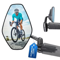 CYCLESPEED Anti-Glare Bar End Bike Mirrors 360° Rotatable Aluminum Alloy Bicycle Mirror Shatter, Style3：Blue Len（Single）