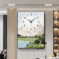 【格森】免打孔裝飾畵墻上輕奢餐廳靜音掛鍾簡約客廳新款鍾錶掛墻石英鍾錶, 【豎款-1/普通款】,【30*40cm金框】