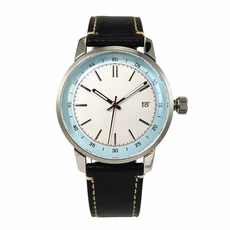 40mm 남성호환 바쿠이 비즈니스 아트 캘린더 오토매틱 식 시계 NH35 무브먼트 실버 마커 가죽 방수
