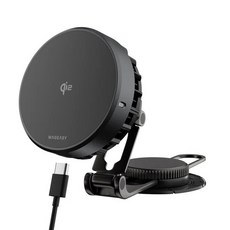 MAGEASY Qi2 冷卻 車用 手機支架 磁吸式 充電器 支援 MagSafe iPhone 16 15 S24, 數位中控螢幕款, 黑色, MagMount Qi2