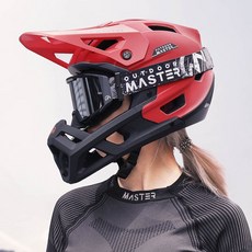 MTB 로드 자전거 바이크 풀페이스헬멧 고급 헬멧 아웃도어마스터 GEM 전기자전거 킥보드 스쿠터, 레드 블랙, 1개