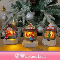 【聖誕好物推薦 】聖誕節樹脂發光房子 小夜燈 老人雪人聖誕創意可愛禮物 桌面擺件裝飾, 綠色小人,無規格, 1個