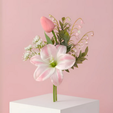 랑마르쉐 브라이덜 웨딩 부케 조화, 1개, 핑크튤립