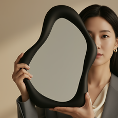 브라운룸 탁상 화장대 거울 벽걸이 인테리어, 블랙