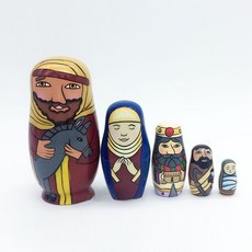 러시아 전통 수공예 인형 마트료시카 5단 아기예수 기독교, 1개