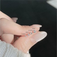 silver 925 실버 초미니 물린 큐빅 귀걸이 (4size)