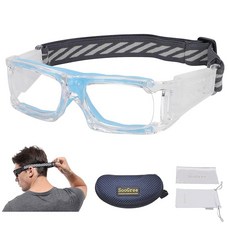 SooGree 농구 축구 축구 고글 김 서림 방지 보호 스포츠 고글 안경 남성 여성용, Transparent Frame Blue Pad