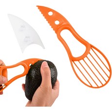 업그레이드 아보카도 필러 커터 슬라이서 3in1 도구 5개 세트 플라스틱 주방 기기녹색, Orange