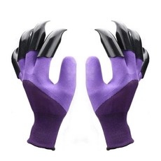 플라스틱 고무 정원 장갑 손잡이 사용하기 쉬운 원예 심기 방수 단열재 가정용 작업 장갑, Purple, 1개