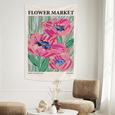 AUTOZOT 덴마크풍 파스텔 보태니컬 플라워 마켓 태피스트리 아름다운 꽃과 식물 벽걸이 홈 데코용 벽 장식 배너 (거실 대학 기숙사 침실용) 29x37인치 126964, AUTOZOT 덴마크풍 파스텔 보태니컬 플라워 마켓 태