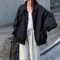 플랜와이 여성 무지 초경량 오버핏 바람막이 점퍼 PFS24