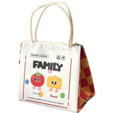 엘리브 직장인 런치백 캐릭터 도시락가방 보냉백 피크닉백, 화이트 토마토, 1개