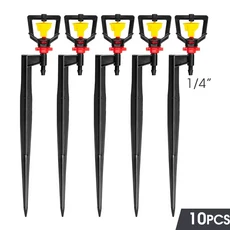 물 조절 가능한 정원 관개 시스템 푸시 커넥터 1/4 인치 4/7 호스 2 인 1 8 홀 미스트 노즐 드리퍼 10 개, [01] Ax10pcs