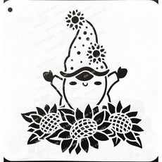 Gnome Sunflower 簍空模板 蝶古巴特diy 繪畫模版, 1個, ST-CU1-1101