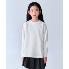 무신사 스탠다드 MUSINSA STANDARD KIDS 릴렉스드 크루 넥 긴소매 긴팔 티셔츠 [화이트] MKETL3Z01-WH 401360