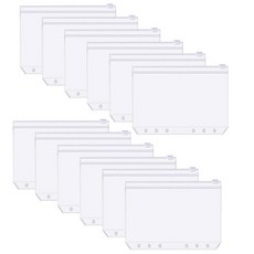 嗨購A6 單色活頁夾拉鍊袋 用於 DIY 日記錢夾收納袋筆記本存儲現金信封票據存儲套裝, 1個, 12 個拉鍊袋