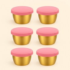 AIFUNT [엘리펀트] 70ml 스테인리스 골드 소스컵 - 실리콘 밀폐 뚜껑 포함 미니 양념통 소스볼 6P세트, 핑크, 6개