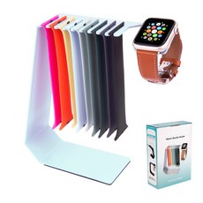 馬卡龍色系不鏽鋼支架收納錶帶底座，適用於蘋果手錶iWatch充電，桌面擺件，穩固支撐，多錶帶收納, 馬卡龍藍+彩盒包裝, 1個