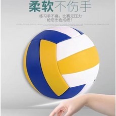 軟式排球 比賽專用 排氣輕量排球 中考訓練, 1個, 5號中考排球黃藍白,增:網兜+針