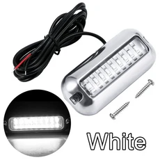 스테인리스 스틸 보트 트랜섬 라이트 27LED 수중 조명 해양 램프 IP68 완벽방수 50W 액세서리 10-30V, 02 White, 01 1PCS, 1개