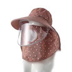 여성용 여름용 넓은챙 자외선차단 햇빛가리개 모자, 성인 56-58cm, 1개, 진카키 + 투명