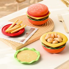 햄버거모양 소스접시 간식접시 나눔접시, 1세트, 멀티