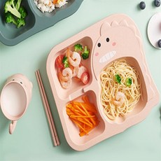 올샵플러스 공룡 캐릭터 식판 1공룡식판세트-그린 유아아기 공룡 식기 세트, 2공룡식판세트-핑크