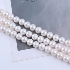 천연 담수 진주 비즈 10-11mm 화이트 라운드 DIY 재료 목걸이 팔찌 보석 액세서리, 03 AAAA