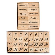 44개 DIY 공예 카드 스크랩북킹 용품용 월별 테마 나무 스탬프 세트 다양한 모양 블랜치드 아몬드 색상 12~30x12x24~24.5mm, 혼합색