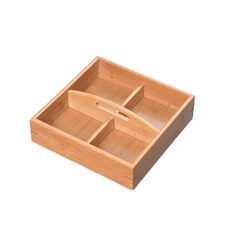 횟집 스끼다시 구절판 트레이+접시 반찬 접시 나눔 사각 나무 9각형, 1개, A. 손잡이 4칸
