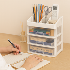 좋은픽 튼튼한 화장품 문구 수납 정리함, 가로(23cm), 4단