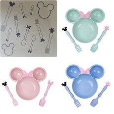 사용하기 편리한 미키식판 캐릭터 식기 어린이집 유치원 생일 답례품 1순위, 핑크(포장X), 1세트, 식판+수저+포크