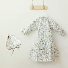 베이비클로 자기주도 이유식 아기 턱받이 두건 세트 긴팔형 지퍼형, 1개, 블루밤비