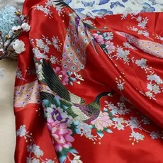 실크원단 프린트 시뮬레이션 실크 새틴 원단 기모노 DIY 바느질 꽃 가정 가구 장식 재료 천 200x150cm, 26) 26  200x150cm, 1개