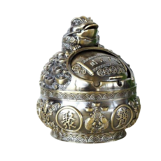 龍龜造型復古菸灰缸，精緻雕刻合金材質桌面擺飾，增添生活品味, 聚寶盆A款-青古銅, 1個