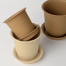 스러운 인테리어 화분 3종 받침 세트 엔틱 예쁜 5종 텃밭 다육이 플라스틱 대형 빈티지, 1개, 가든 원형 화분세트_3호_베이지